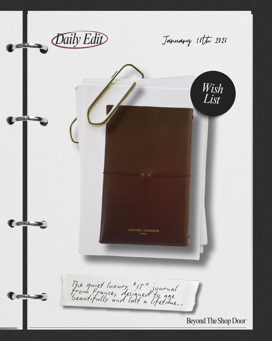 The “IT” French brand Louise Carmen creates luxury, refillable leather journals designed to age beautifully and last a lifetime. 

Known for their beautiful leather covers, timeless design, and quiet-luxury feel, they’re ideal for journaling, planning, or personal reflection.

You can explore the collection at louisecarmen.com. I’ve also included a few alternatives (I’d personally opt for an A5 size).

Other brands to consider are; Paper Republic and Heirloom Journal Company. 

And the similar products I’ve listed below.

It’s the perfect time of year to consider such an investment in yourself.

#LTKHome #LTKselfcare #LTKOver40