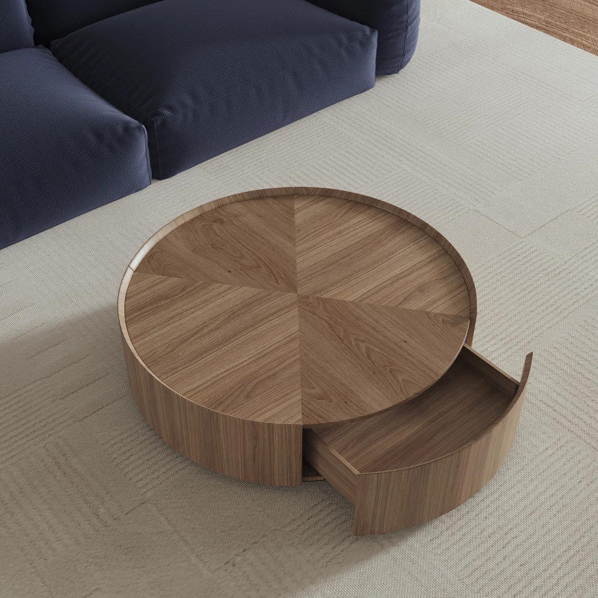 Round Coffee Table With 2 Storage Drawers And Heavy Duty Base | Wayfair North America
