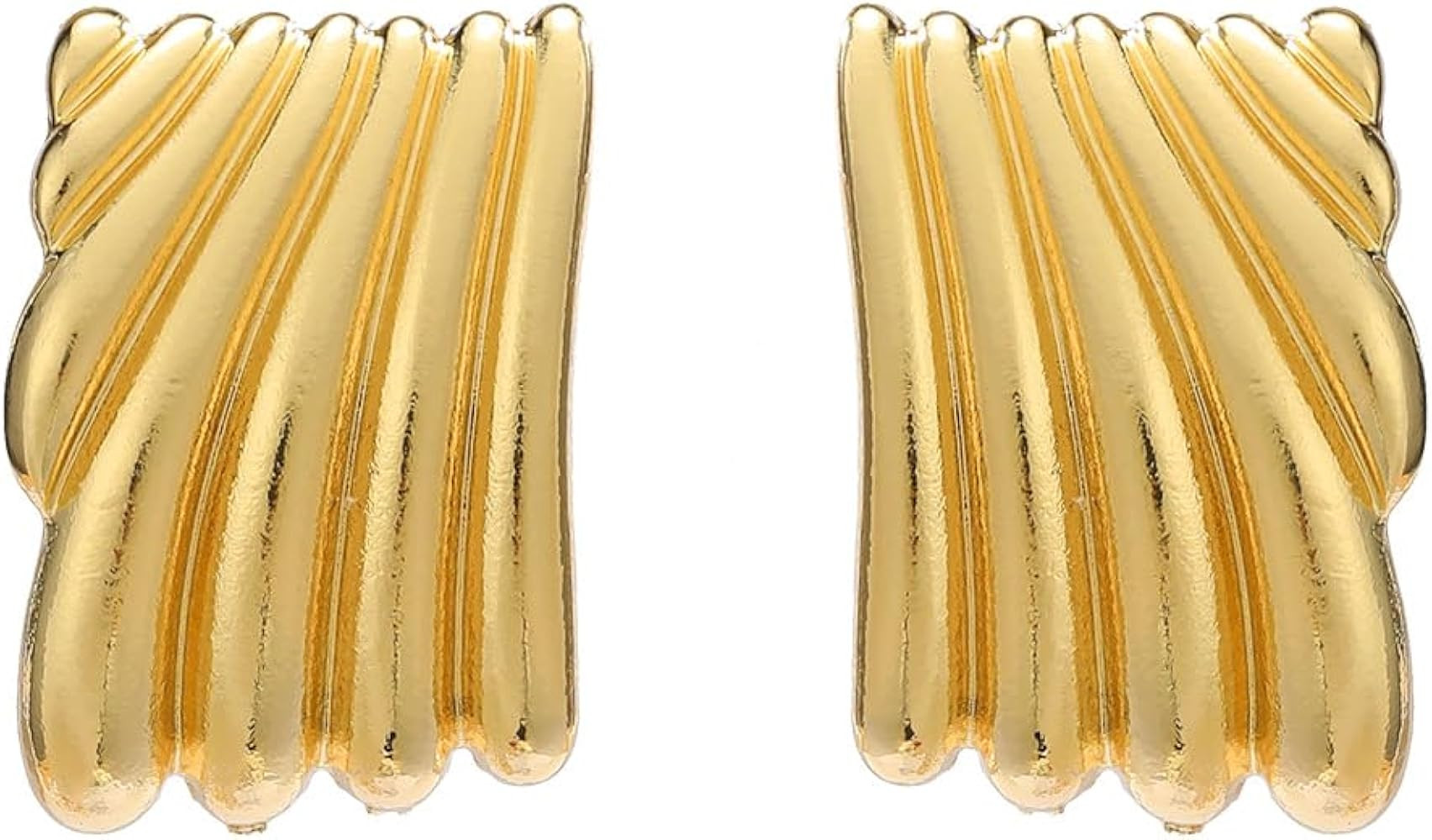 Gold Statement Earrings for Women Trendy Chunky Gold Square Earrings Textured Stud Earrings for W... | Amazon (US)