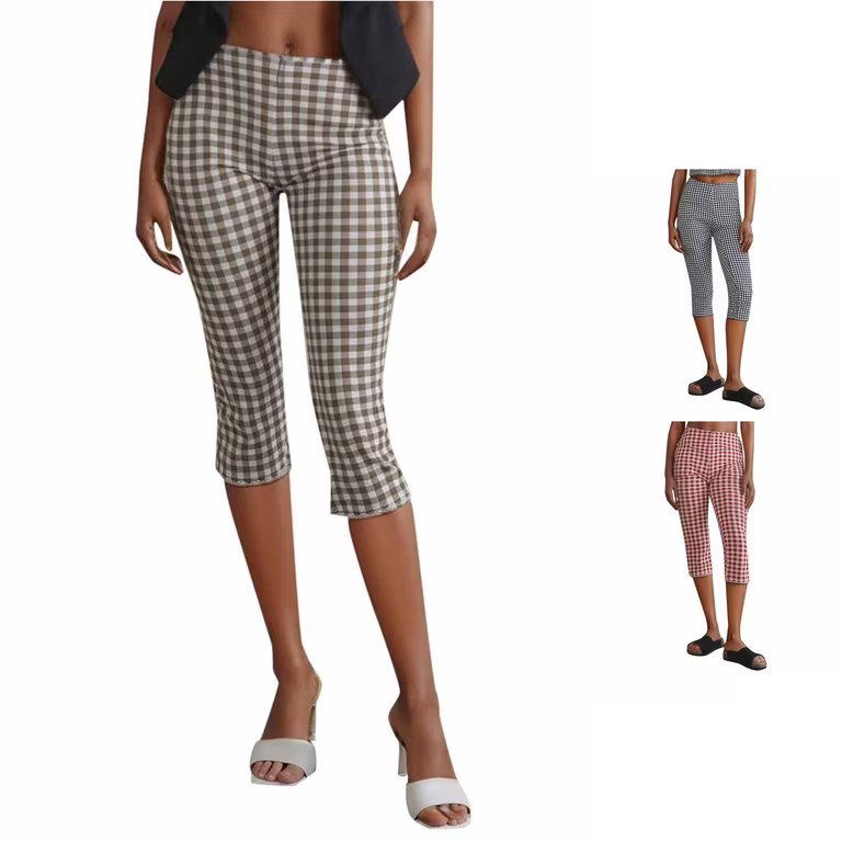 Rggeeun Leggings for Women Yoga Pants Plaid Graphic Elastic Waist Soft Womens Fall Clothes Runnin... | Walmart (US)