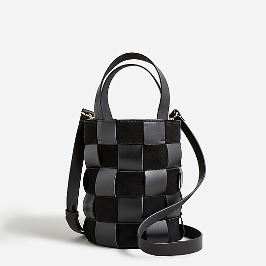 Woven bucket bag in leather and suede | J. Crew US