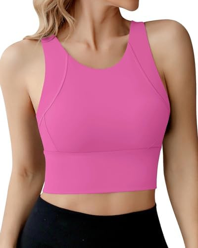 Ama Larsi High Neck Longline Sports Bra for Women | Padded, Medium Impact, Wirefree, Workout Crop... | Amazon (US)