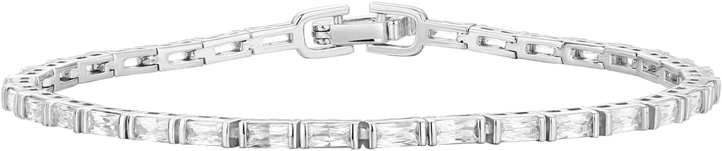PAVOI 14K Gold Plated CZ Tennis Bracelet For Women | Classic Emerald Cut Simulated Diamond Bracel... | Amazon (US)