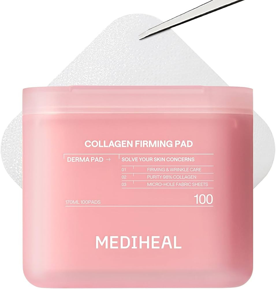 MEDIHEAL Toner Pads 100 Count - Collagen Skin Firming- Contains 98% Low-Molecular Collagen with R... | Amazon (US)