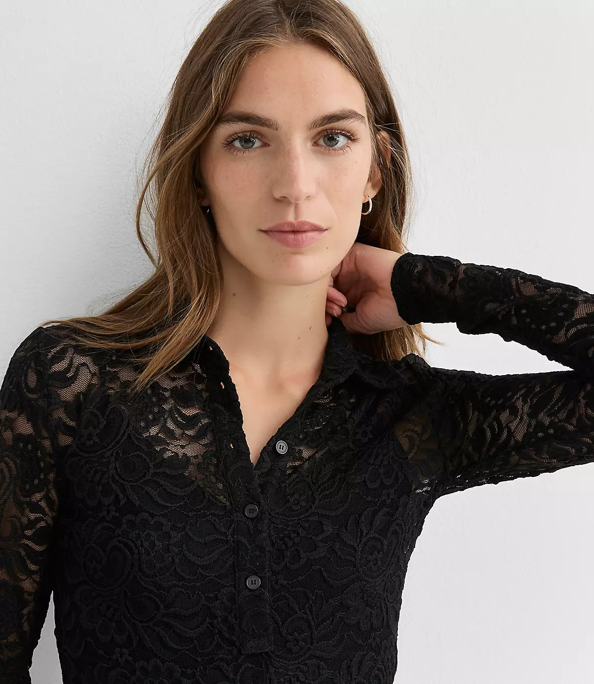 Lace Polo Top | LOFT