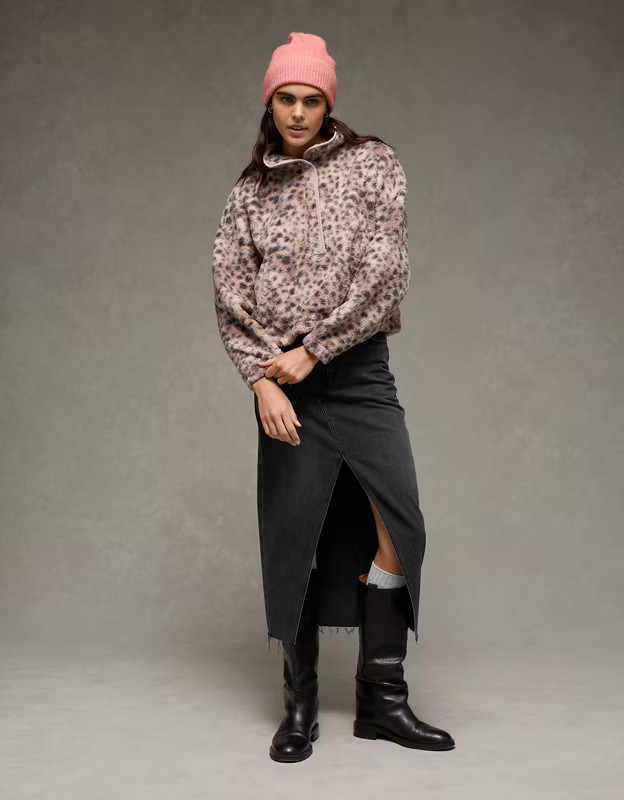 AE Sherpa Fleece Graphic Henley Sweatshirt | American Eagle Outfitters (US & CA)