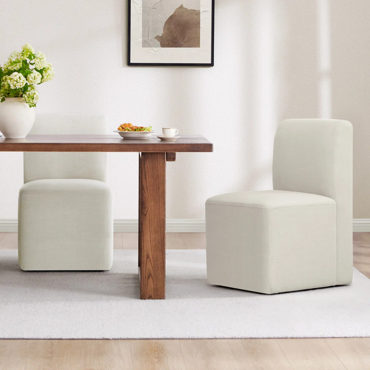 Bralan Polyester Blend Upholstered Side Dining Chair with Casters (Set of 2) | Wayfair North America