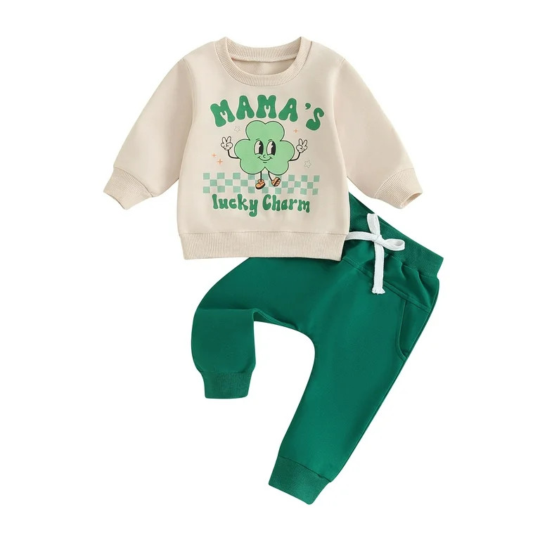 Toddler Baby Boy St. Patricks Day Outfit 6M 12M 18M 2T 3T Lucky Clover Print Long Sleeve Sweatshi... | Walmart (US)