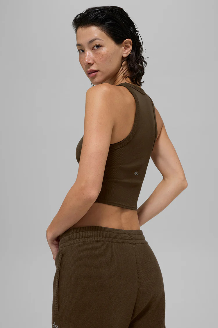 Goddess Ribbed Go-To Tank - Espresso | Alo Yoga (US)