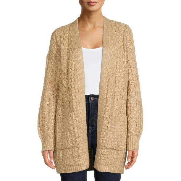 Time and Tru Women's Fashion Cable Cardigan - Walmart.com | Walmart (US)
