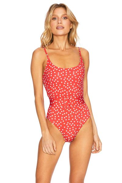 Belted Gabby One Piece Red Dot | Beach Riot