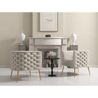 Mid-Century Modern Velvet Round Accent Chair for Living Room, set of 2 - Grey | Bed Bath & Beyond
