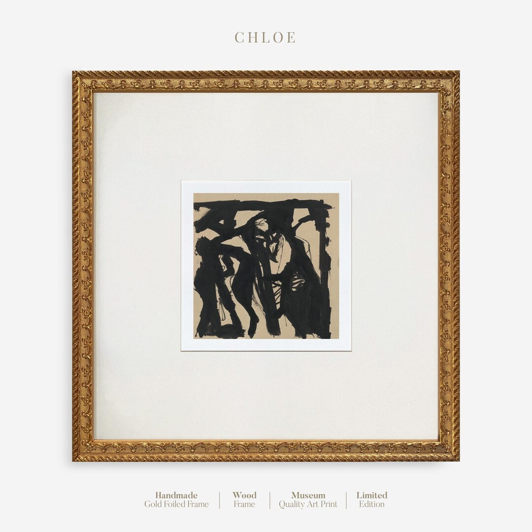 Black and Beige Tones Painting Art, Framed Abstract Wall Art, Contemporary Painting Print, Modern... | Etsy (US)