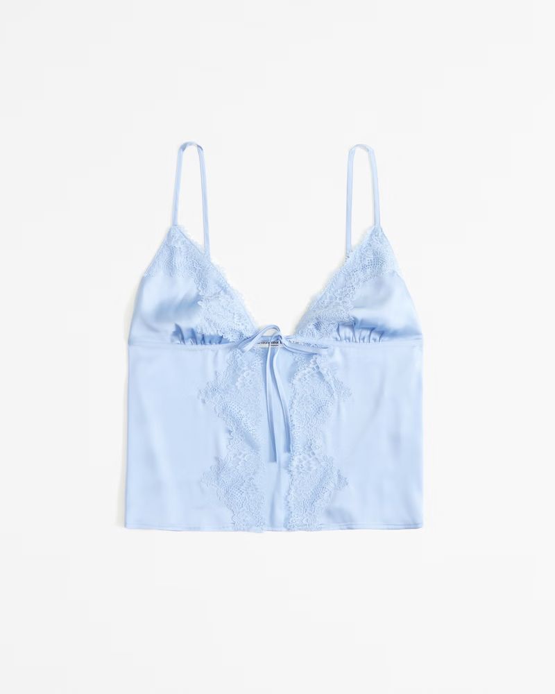 Women's Lace and Satin Tie-Front Cami | Women's Intimates & Sleepwear | Abercrombie.com | Abercrombie & Fitch (US)