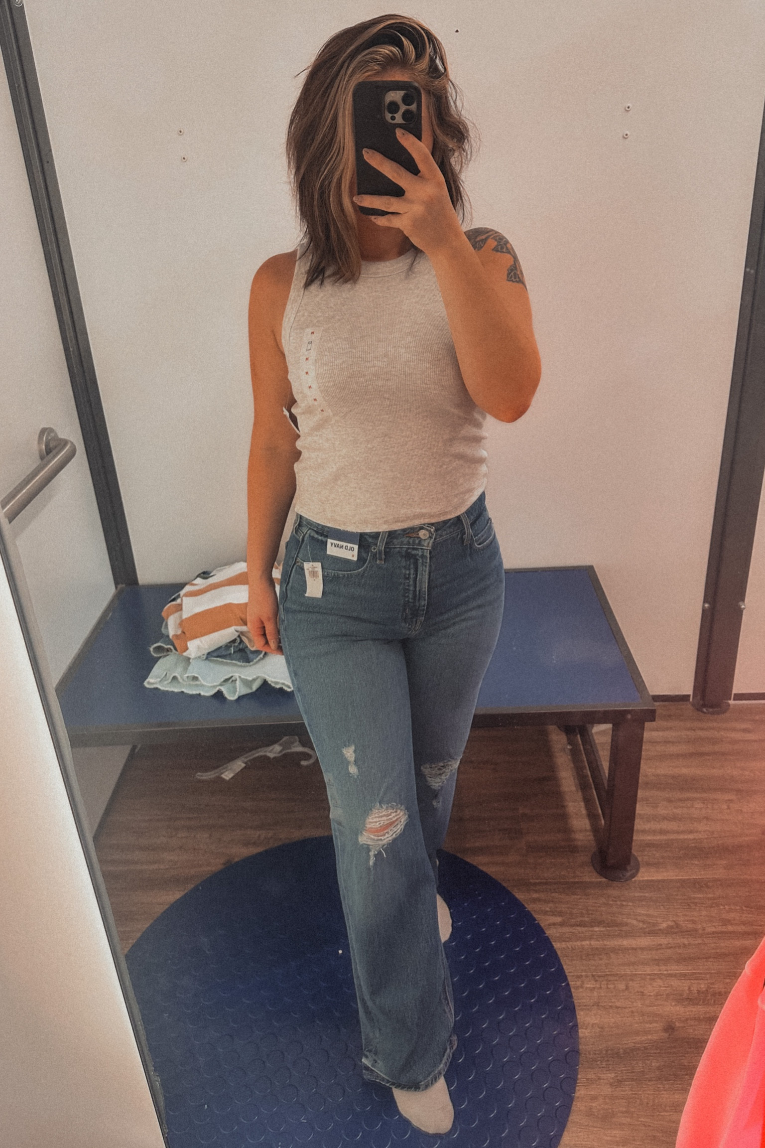 Old Navy's jeans have gotten me in a choke hold lately. These are so good and so flattering! 

I'm in a 6reg in the jeans and a medium in the tank! 

#LTKFindsUnder50 #LTKStyleTip #LTKMidsize