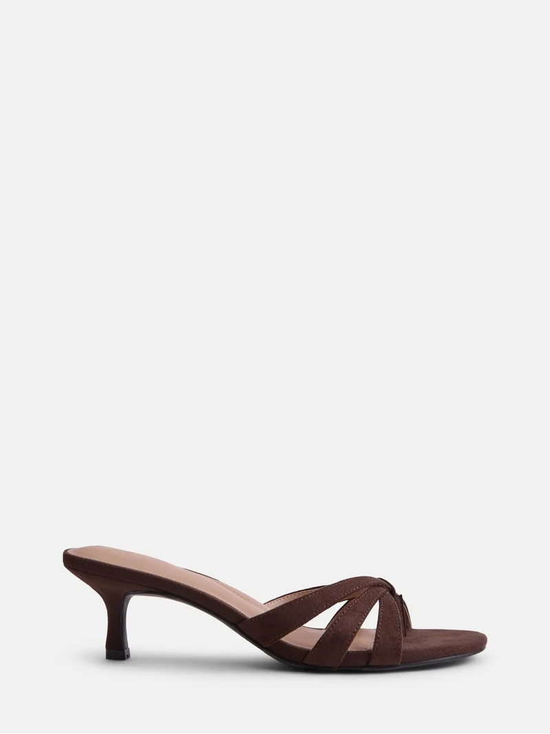 Time and Tru Women's Faux Leather Kitten Heel Mule Sandals | Walmart (US)