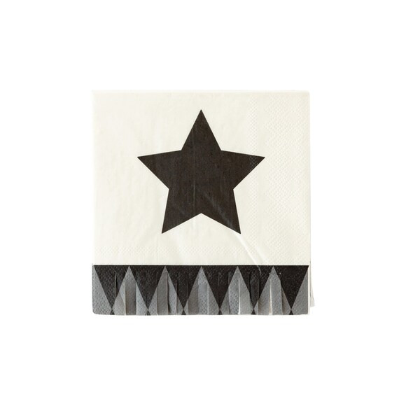 Classic Cream & Black Halloween Star Dessert Napkins 24ct  - Etsy | Etsy (US)