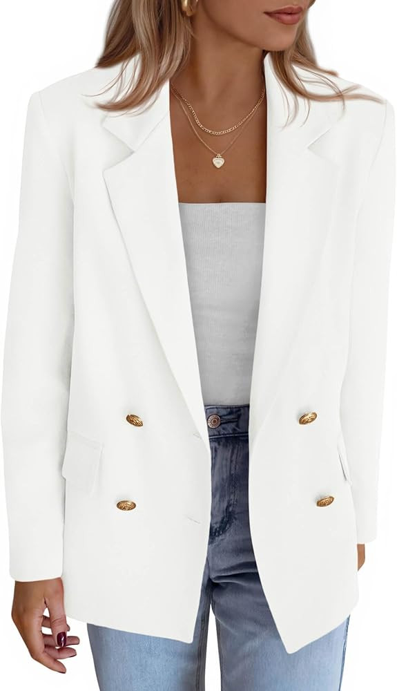 KIRUNDO Blazers for Women Business Casual 2025 Fall Long Sleeve Double Breasted Open Front Work S... | Amazon (US)