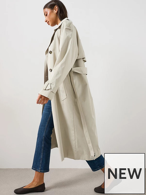 Mango Women's Double-Breasted Longline Trench Coat - Beige | Very (UK)