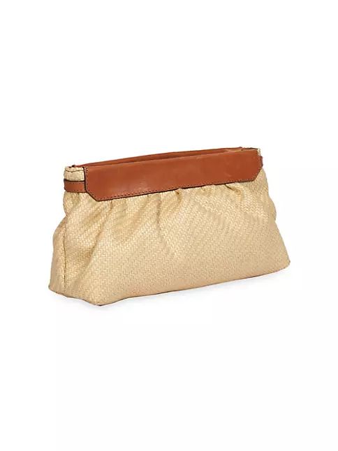 Luzes Raffia & Leather Shoulder Bag | Saks Fifth Avenue