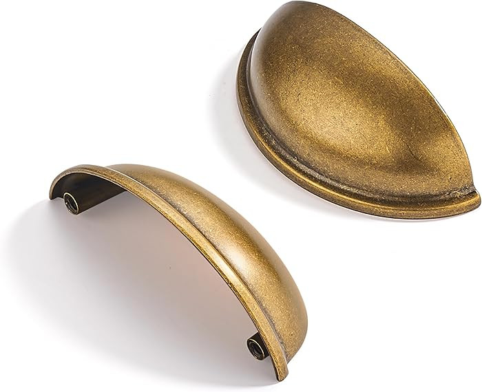 10 Pack 2-1/2" Drawer Pulls Antique Brass Cabinet Cup Pulls Kitchen Hardware Cabinet Handles Draw... | Amazon (US)