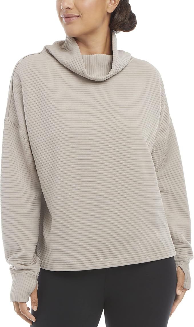 Danskin Women's Long Sleeve Ridge Cowl Neck Pullover | Amazon (US)