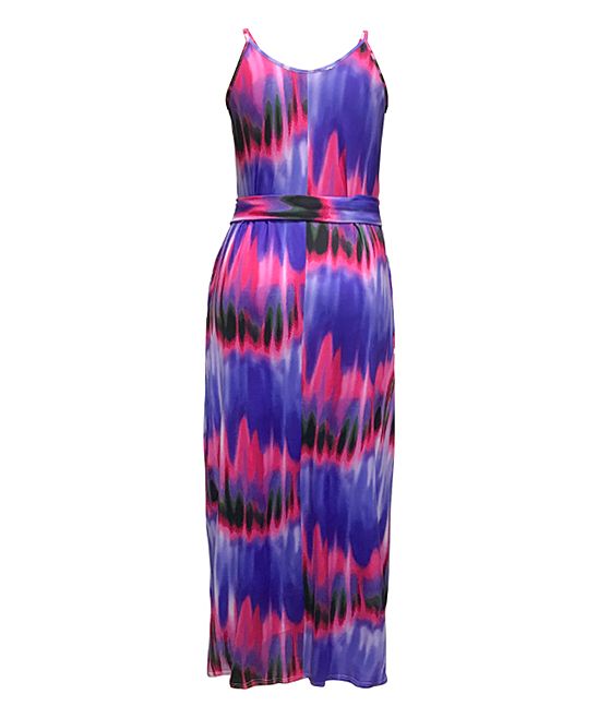 Yokodea Women's Maxi Dresses Purple - Purple Tie-Waist Sleeveless Maxi Dress - Women | Zulily