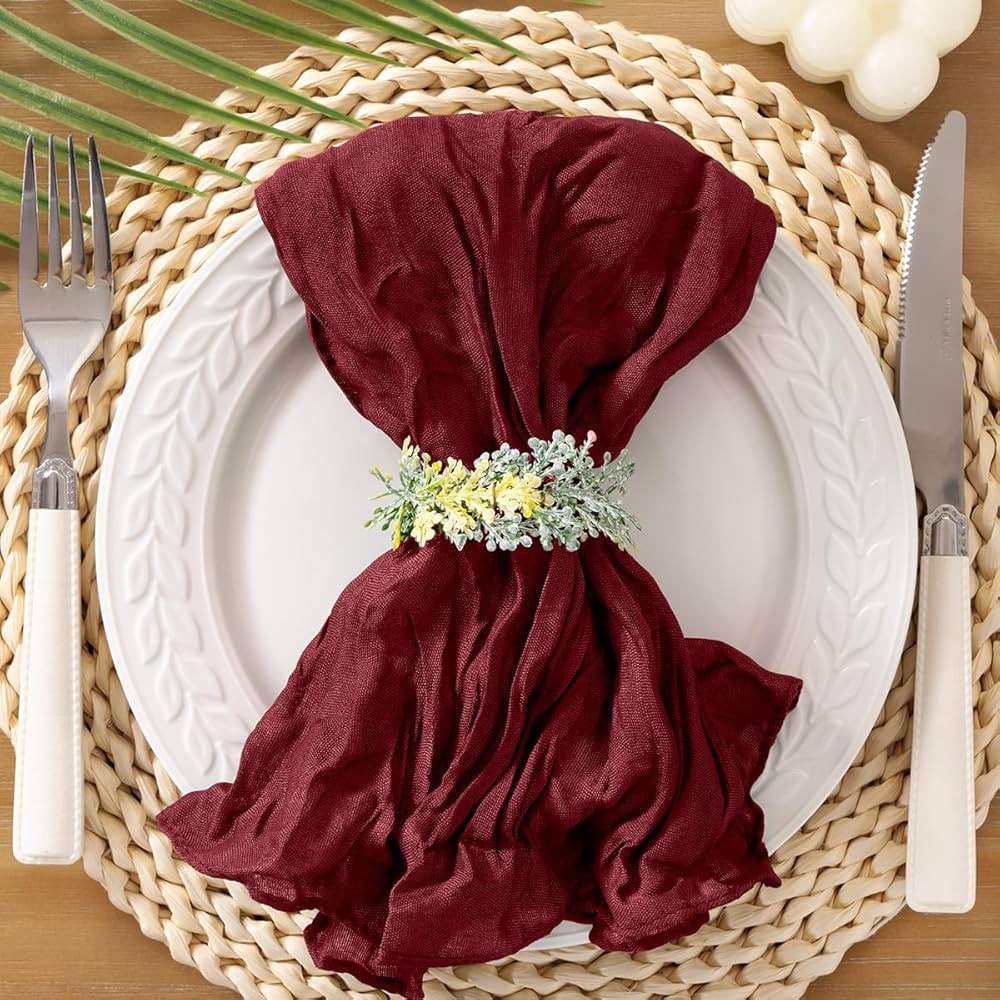 Socomi Burgundy Cheesecloth Napkins Fall Thanksgiving Cheese Cloths Gauze Set of 10 Boho Washable... | Amazon (US)