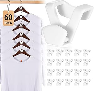 HOUSE DAY Space Saving Hanger Hooks 60 Pack, White Clothes Hanger Connector Hooks, Heavy Duty Han... | Amazon (US)