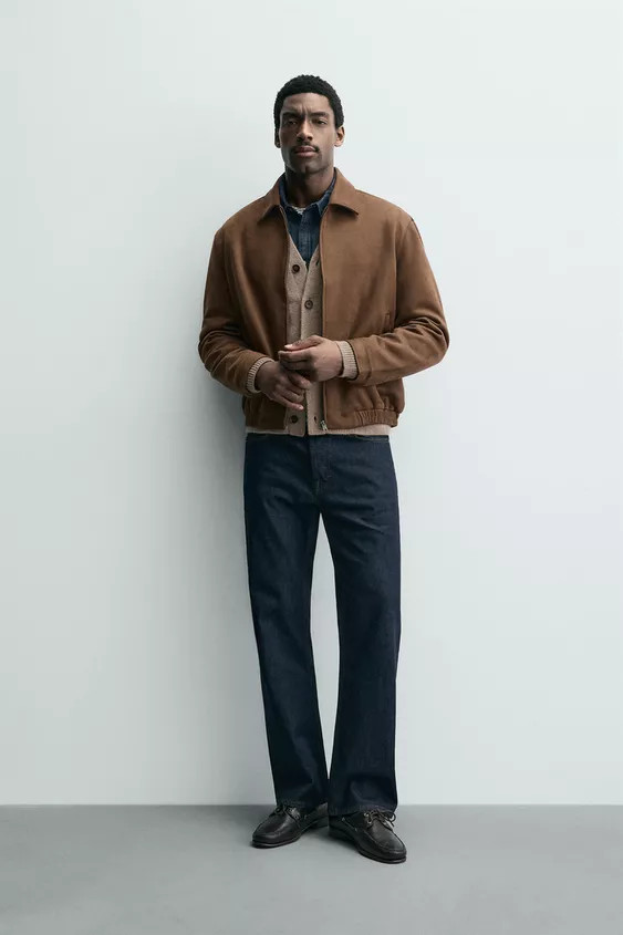 CROPPED FIT SUEDE LEATHER JACKET | Zara US