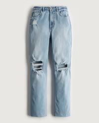 Girls Ultra High-Rise Ripped Light Wash 90s Vintage Straight Jeans | Girls Bottoms | HollisterCo.... | Hollister (UK)