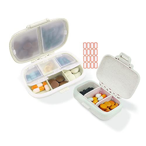 2 Pack Pill Organizer Box - Small Pill Dispenser Home Travel Essentials Supplement Holder Portable Vitamin Case 8 Compartment & 3 Compartment Container Daily Medicine | Amazon (US)