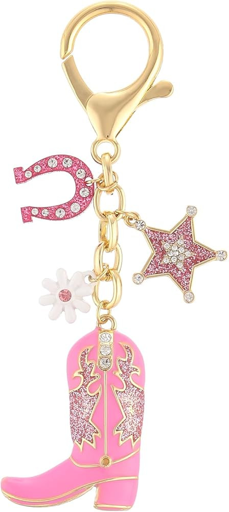 Madison Tyler Western Cowboy Boots Cherry Bow Bubble Tea Strawberry Cute Keychain | Bag Charms fo... | Amazon (US)