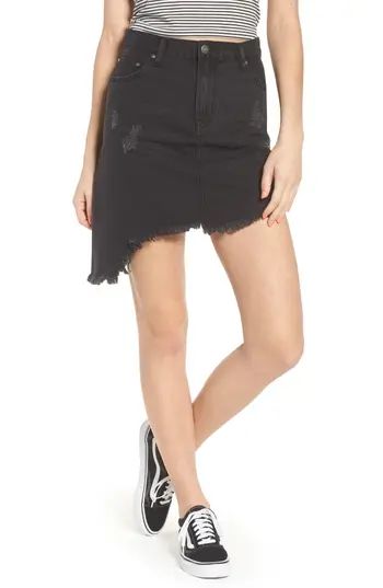 Women's Evdnt Modena Asymmetrical Denim Skirt, Size 25 - Black | Nordstrom