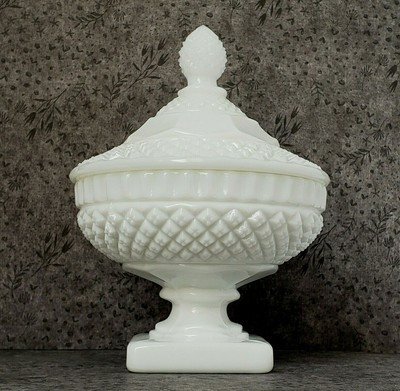 Vintage Westmoreland Milk Glass English Hobnail Footed Candy Dish with Lid | eBay US