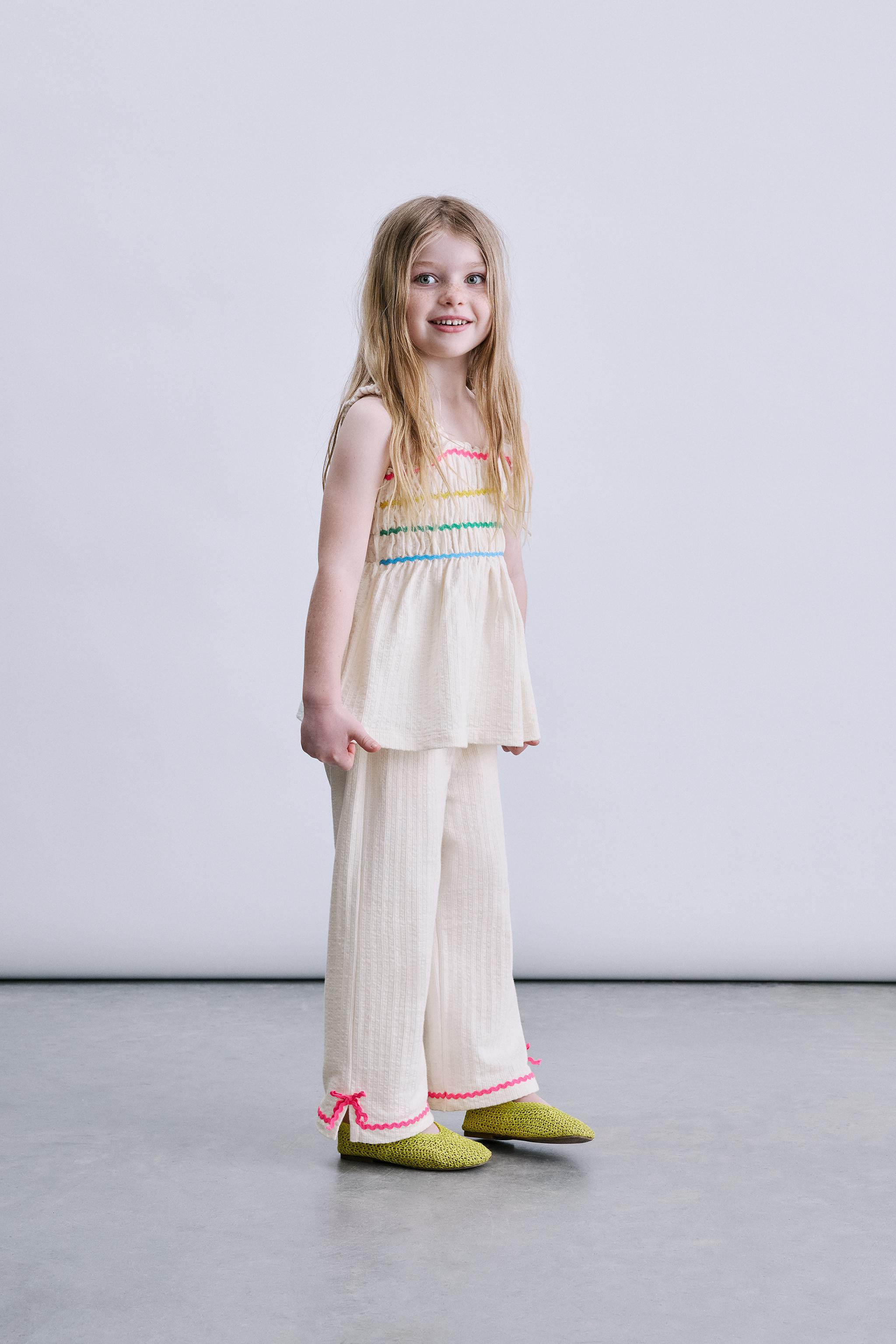 MULTICOLOR RUFFLED COTTON GAUZE TOP | Zara US