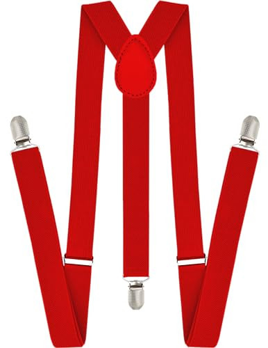trilece Red Suspenders for Men - Mens Suspender, Adjustable Y Back Style Suspender Women, Suspenders with Heavy Duty Strong Clips (Red, 1) | Amazon (US)