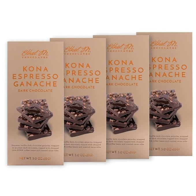Ethel M Chocolates Small-Batch Gourmet Dark Chocolate Bar with Artisanal 100% Kona Espresso Ganac... | Amazon (US)