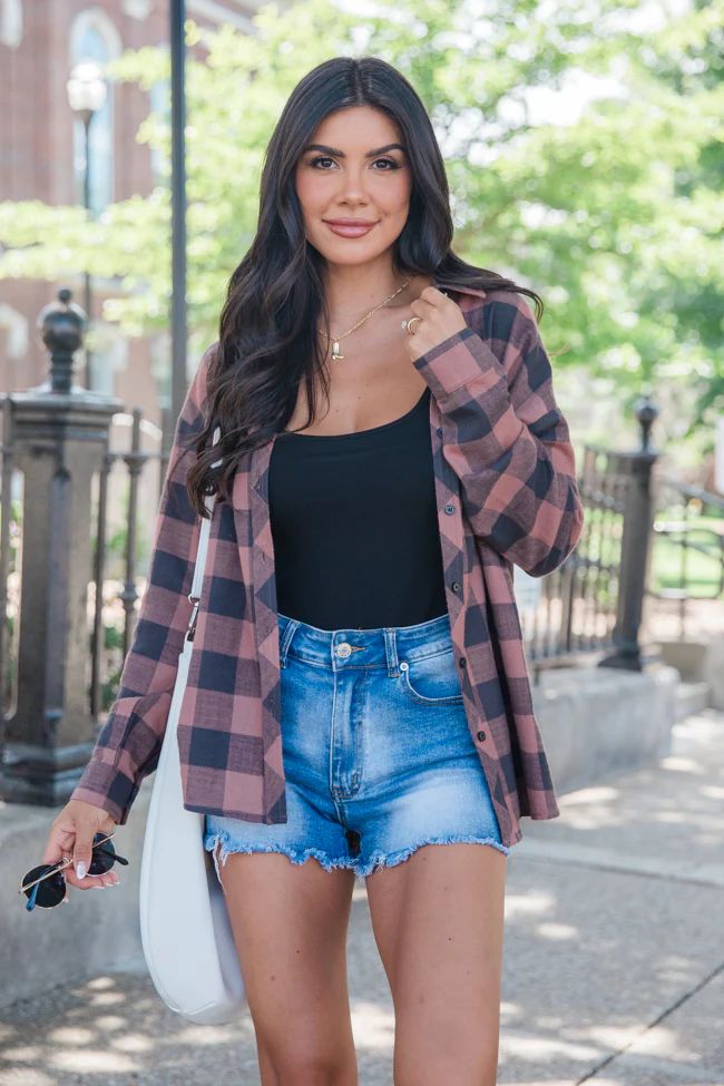 Made Me Realize Hazelnut Plaid Button Front Shirt | Pink Lily