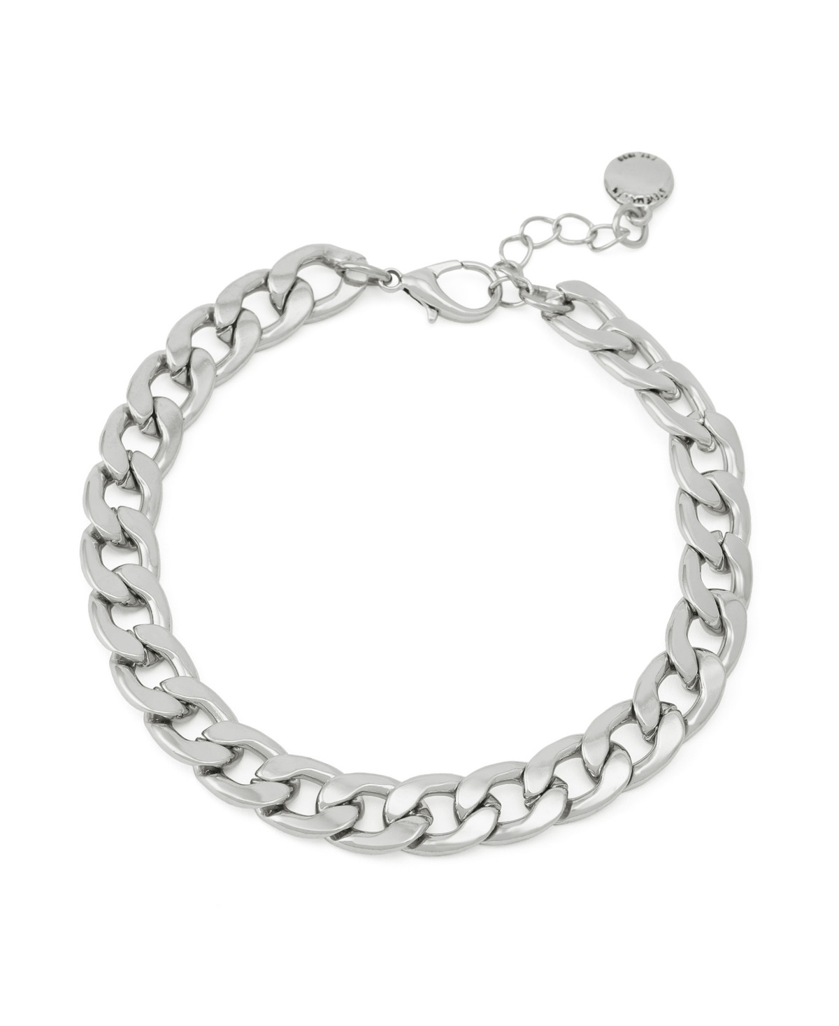 Steve Madden Faceted Curb Chain Anklet - Rhodium | Macy's