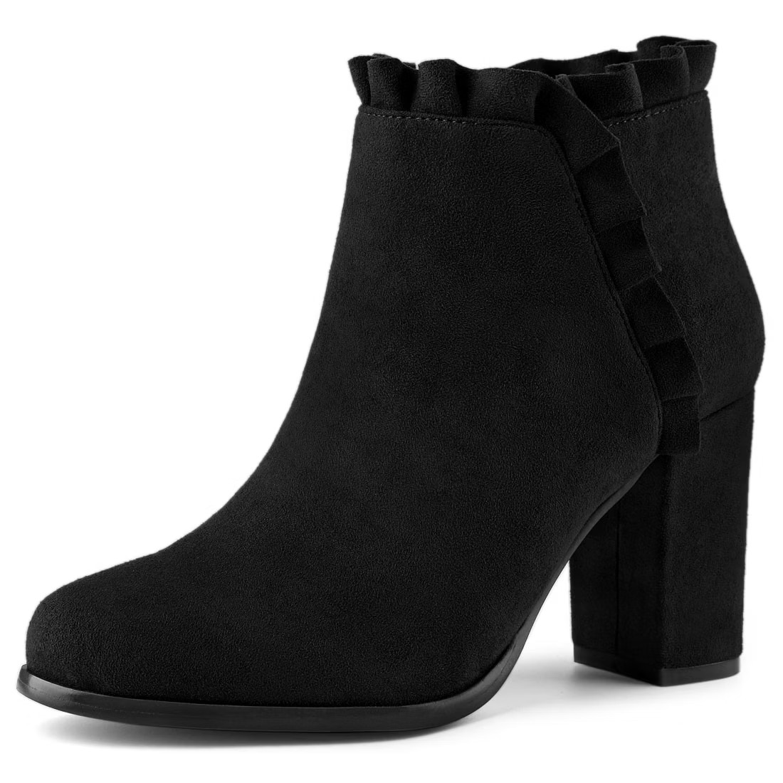 Allegra K Women's Ruffle Block Heel Ankle Boots | Target