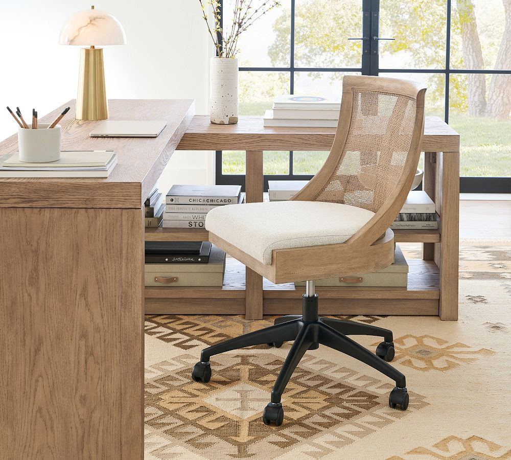 Bennett Upholstered Swivel Desk Chair | Pottery Barn (US)