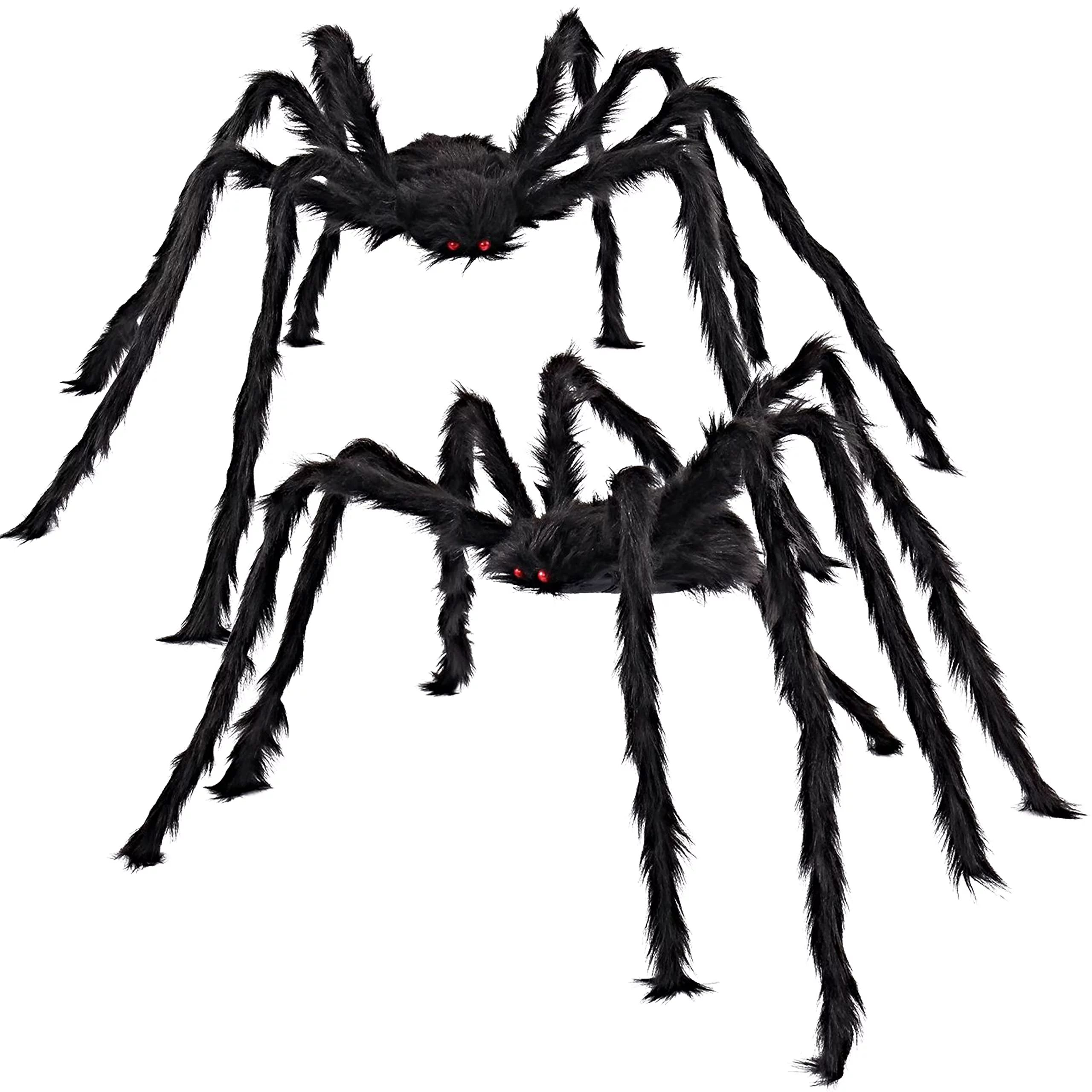 JOYIN 2 Pack 5Ft 63inches Halloween Outdoor Decorations Hairy Black Spider, Scary Giant Spider Fa... | Walmart (US)