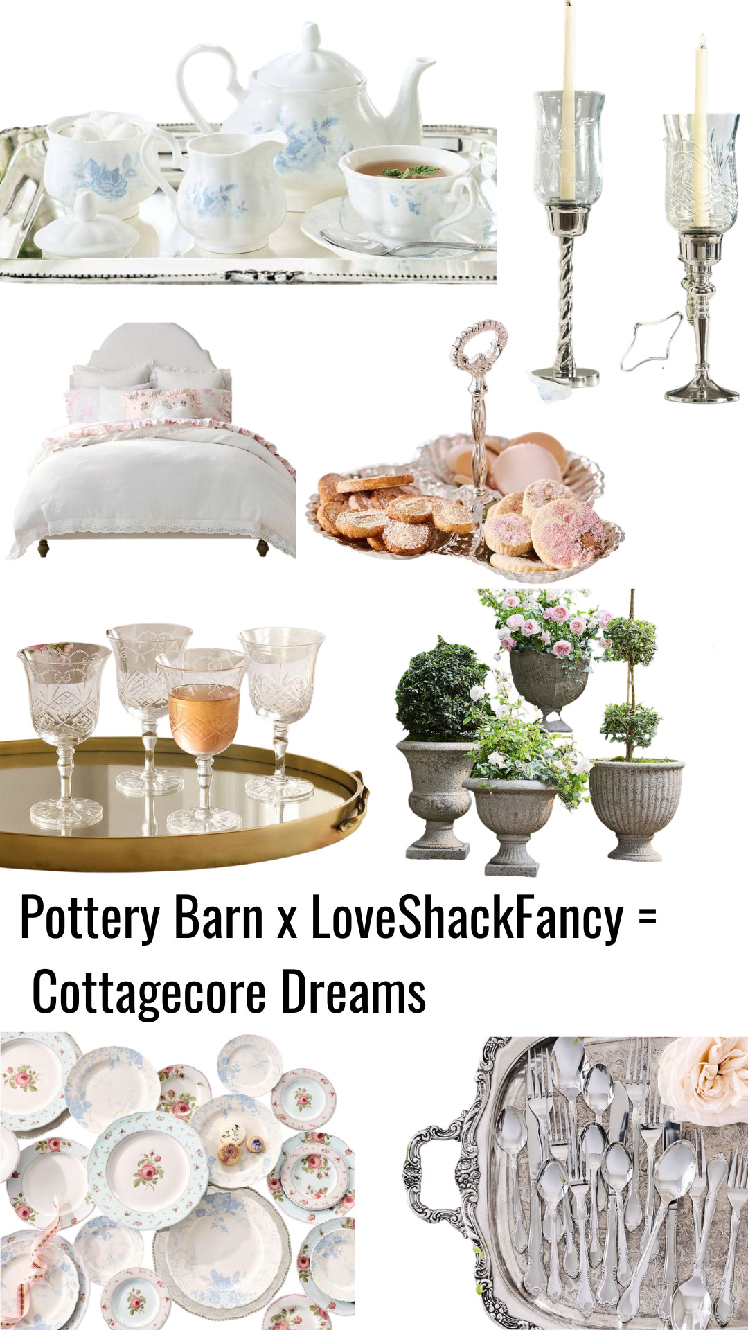 Pottery Barn’s LoveShackFancy collaboration is back, and it’s everything romantic home décor lovers wait for each season. This latest drop blends vintage-inspired furniture, romantic tabletop décor, floral dinnerware, and dreamy bedding into a collection that feels nostalgic, feminine, and effortlessly layered—never overly styled.

Think cottagecore meets classic elegance: soft florals, antique silver finishes, etched glass, porcelain tea sets, and heirloom-style details designed for entertaining, outdoor dining, and everyday living. From garden bistro tables and decorative planters to champagne serving trays, tiered stands, goblets, and candle holders, these pieces bring charm to patios, balconies, dining tables, and cozy interiors alike. 

 #LTKHome