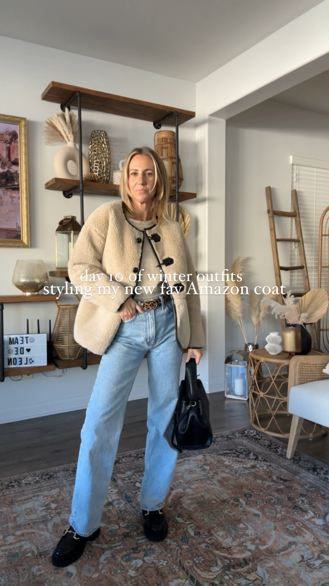 day 10 of outfits- OBSESSED with my new Amazon coat👏🏼 
Coat size xs
Sweater + belt  Zara so linked similar 
Abercrombie jeans size 24 short


#LTKover40 #LTKfindsunder50 #LTKsalealert