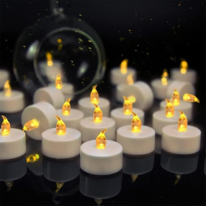 VETOUR 24pcs Flameless Tea Lights Candles Realistic LED Flickering Operated Tea Lights Steady Bat... | Amazon (US)
