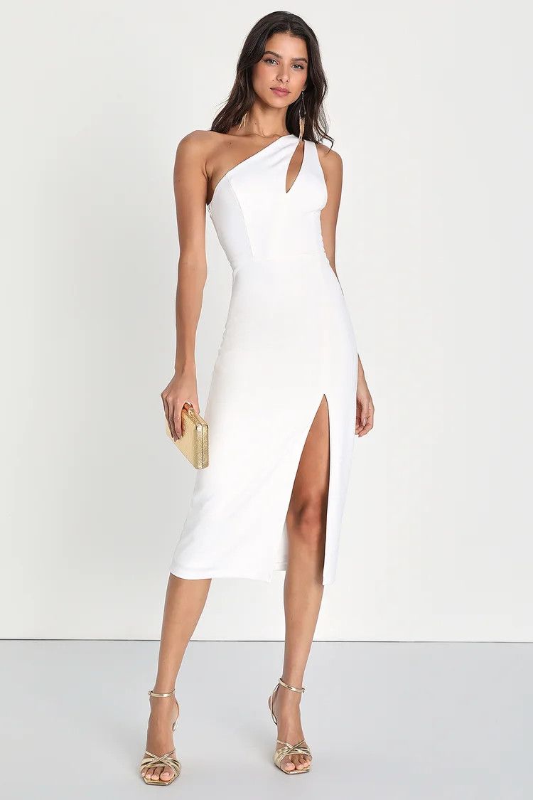 Cocktail Club White One-Shoulder Midi Dress | Lulus (US)