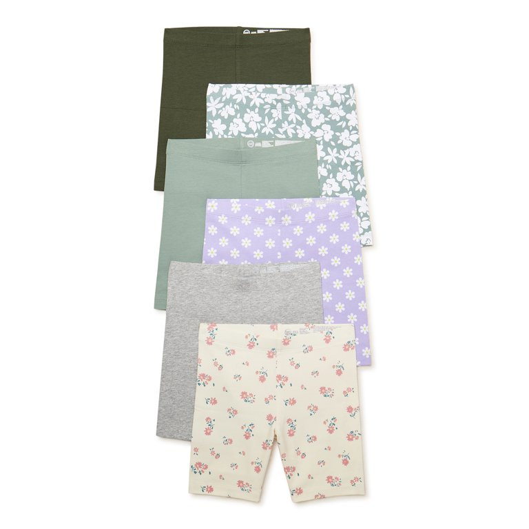 Wonder Nation Girls Jersey Knit Bike Shorts, 6-Pack, Sizes 4-18 & Plus | Walmart (US)