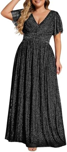 Ever-Pretty Women's Plus Size Formal Dresses for Curvy Women A Line Glitter Cocktail New Year Dre... | Amazon (US)