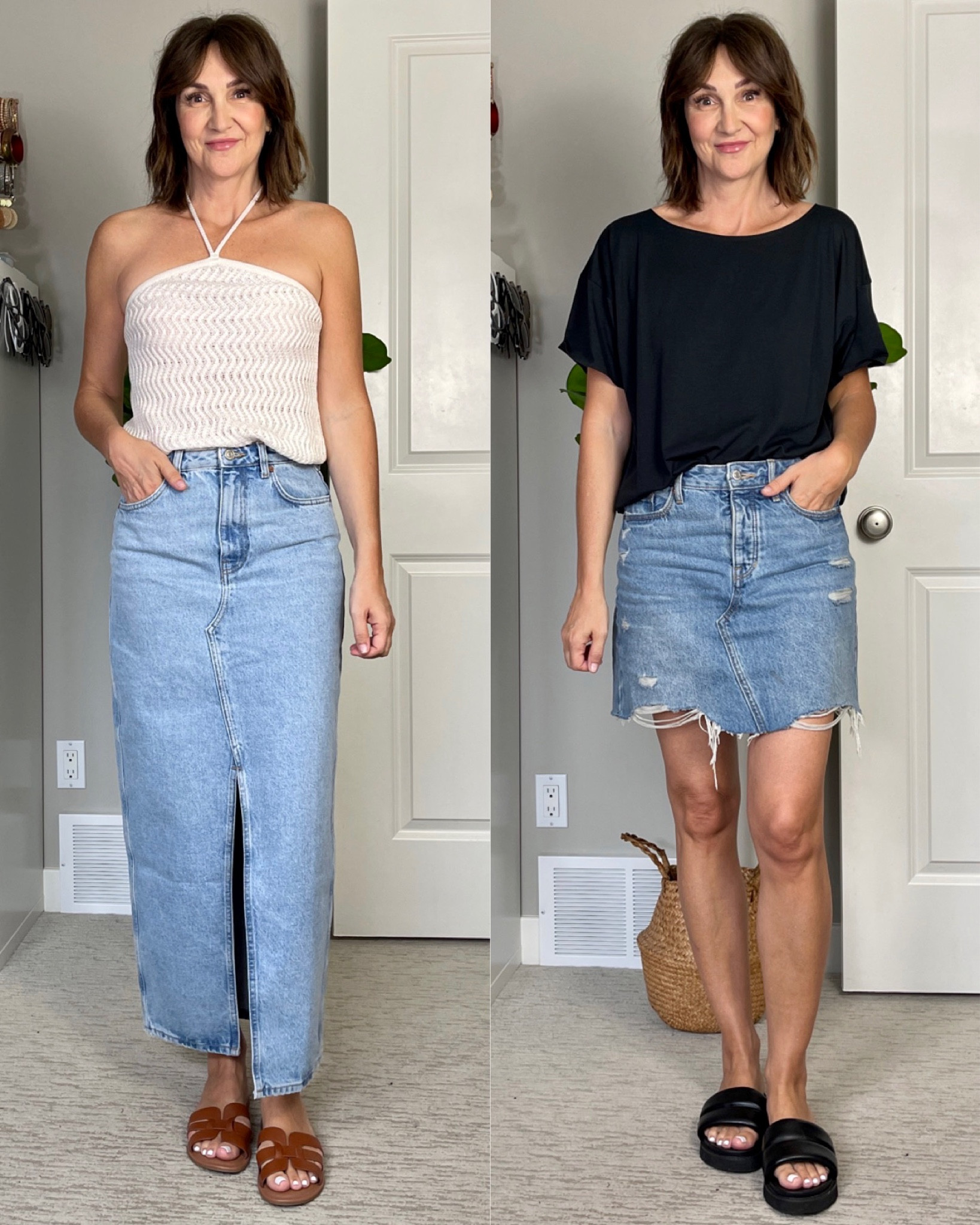 High-Waisted OG Straight Cut-Off Mini Jean Skirt